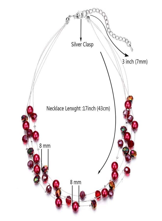 BULINLIN Layered Choker Freshwater Pearl Necklace - Fashion Jewelry Necklace Gifts For Women Mom (15-Red) - Image 3